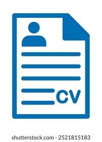 Lebenslauf-Symbol. Lebenslauf der Person. Ich bewerbe mich um einen Job. Vorstellungsgespräch. Vektorsymbol einzeln auf weißem Hintergrund. Lebenslauf fortsetzen. Jobsuche, Personalwesen, Lebenslauf, Personalbeschaffungskonzept, flacher Stil.