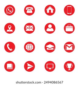 CV icon Red Color, Red color CV symbols, Professional CV icons