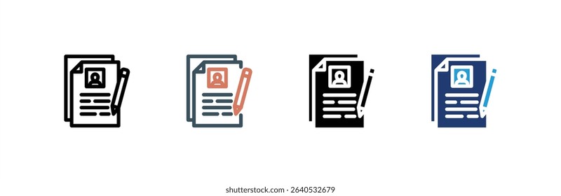 Cv icon set multiple style collection. Vector illustration.