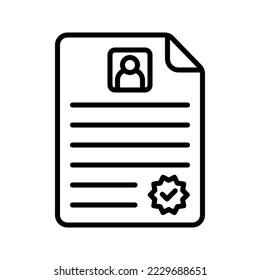 Lebenslauf-Symbol. Unterschrift für mobiles Konzept und Webdesign. Vektorgrafik