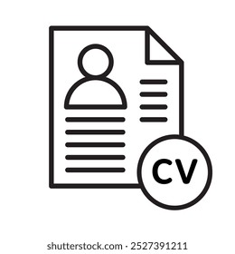 ícone CV, ícone plano simples curriculum vitae linha vetor símbolo