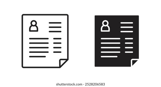 ícone CV em estilo sólido e traçado.