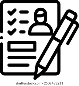 Icono de CV. Diseño De Estilo Lineal Delgado Aislado Sobre Fondo Blanco