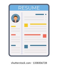 Cv icon vector in flat style 