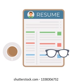 Cv icon vector in flat style 