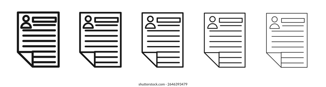 CV icon vector outline set illustration sign