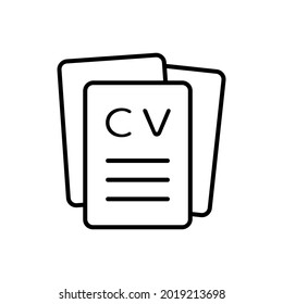 CV icon vector. Resume illustration sign. User data symbol or logo.