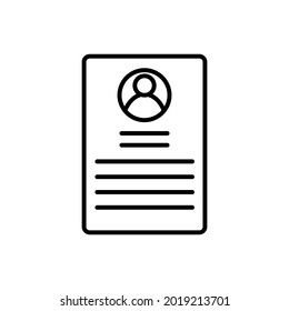 Vector de icono CV. Reanudar el signo de ilustración. Datos de usuario.