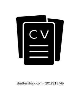 Vector de icono CV. Reanudar el signo de ilustración. Datos de usuario.