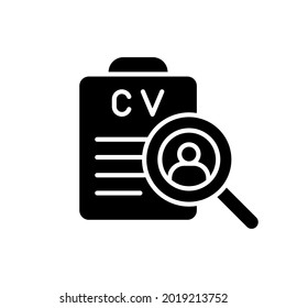 Vector de icono CV. Reanudar el signo de ilustración. Datos de usuario.
