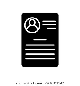 CV icon vector. Resume illustration sign. User data symbol or logo.