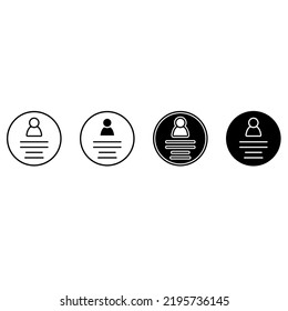 CV icon vector set. Resume illustration sign collection. user data symbol or logo.