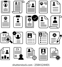 CV icon vector set. Resume illustration sign collection. user data symbol or logo.