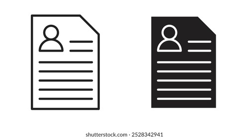 Ícones CV. Vetor definido no estilo de linha e preenchido.