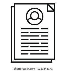 Cv information icon. Outline Cv information vector icon for web design isolated on white background