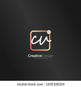 CV initial handwriting with color logo icon template vector.