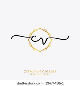CV Initial handwriting logo template