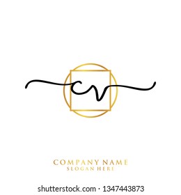 CV Initial handwriting logo template