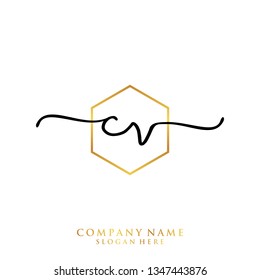 CV Initial handwriting logo template