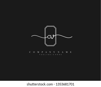 CV initial handwriting logo template vector