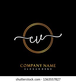 CV Initial Handwriting logo template vector