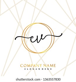 CV Initial Handwriting logo template vector