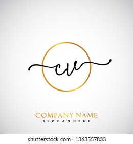 CV Initial Handwriting logo template vector