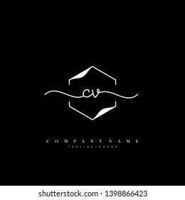 CV initial handwriting logo template vector