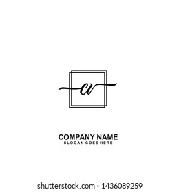 CV Initial handwriting logo template vector