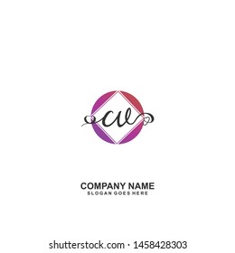 CV Initial handwriting logo vector