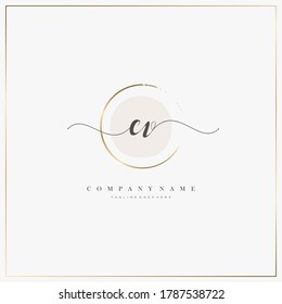 CV Initial Letter handwriting logo hand drawn template vector, logo for beauty, cosmetics, wedding, fashion and business, and other