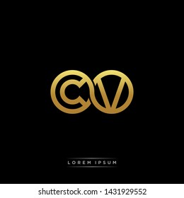 CV initial letter linked circle capital monogram logo modern template