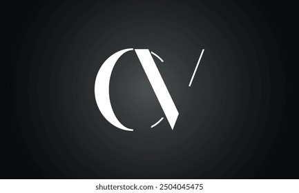 CV initial letter logo design. CV logo design vector in black background.