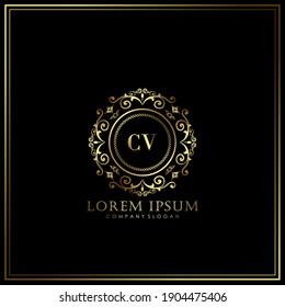 CV Initial Letter Luxury Logo template in vector art for Restaurant, Royalty, Boutique, Cafe, Hotel, Heraldic, Jewelry, Fashion and other vector illustration.