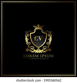 CV Initial Letter Luxury Logo template in vector art for Restaurant, Royalty, Boutique, Cafe, Hotel, Heraldic, Jewelry, Fashion and other vector illustration.