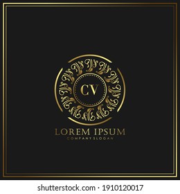 CV Initial Letter Luxury Logo template in vector art for Restaurant, Royalty, Boutique, Cafe, Hotel, Heraldic, Jewelry, Fashion and other vector illustration.