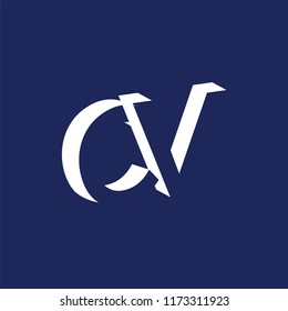 CV initial letter with negative space logo icon vector template