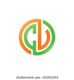 CV initial letters linked circle logo orange green