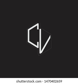CV Initial Letters logo monogram with up to down style isolated on black background
