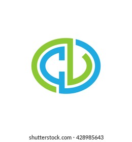 CV initial letters looping linked ellipse logo blue green