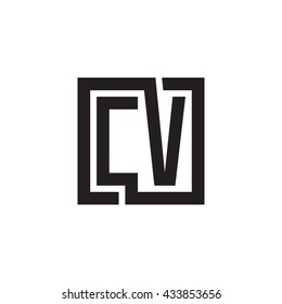 CV initial letters looping linked square monogram logo