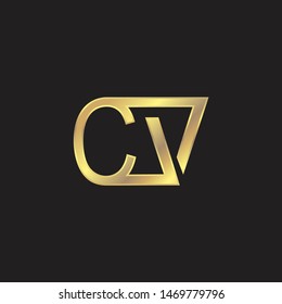 CV Initial logo Capital Letters Gold colors