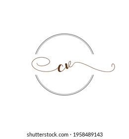 CV Initial Logo Handwriting template letter illustration