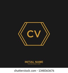 CV Initial logo letter with minimalist concept