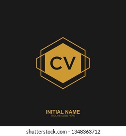 CV Initial logo letter with minimalist concept