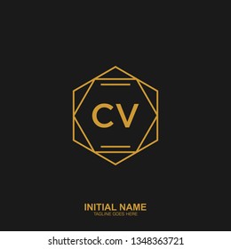 CV Initial logo letter with minimalist concept