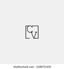 CV initial logo in line concept in high quality professional design that will be best for companies