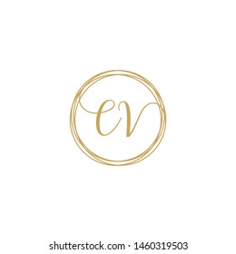 CV Initial logo template, Creative fashion logo design, wedding concept -vector