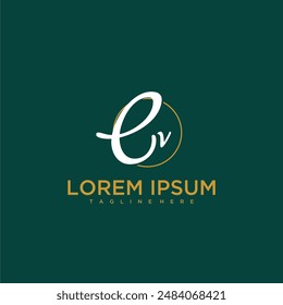 CV initial monogram for beauty and business logo