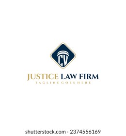 CV initial monogram for lawfirm logo ideas with creative polygon style design
